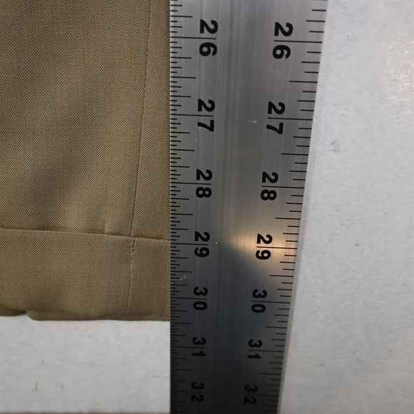 Nautica 33x30 Khaki 100% Wool Pleated Cuffed Baggy High Waist Mens Pants - Picture 4 of 9